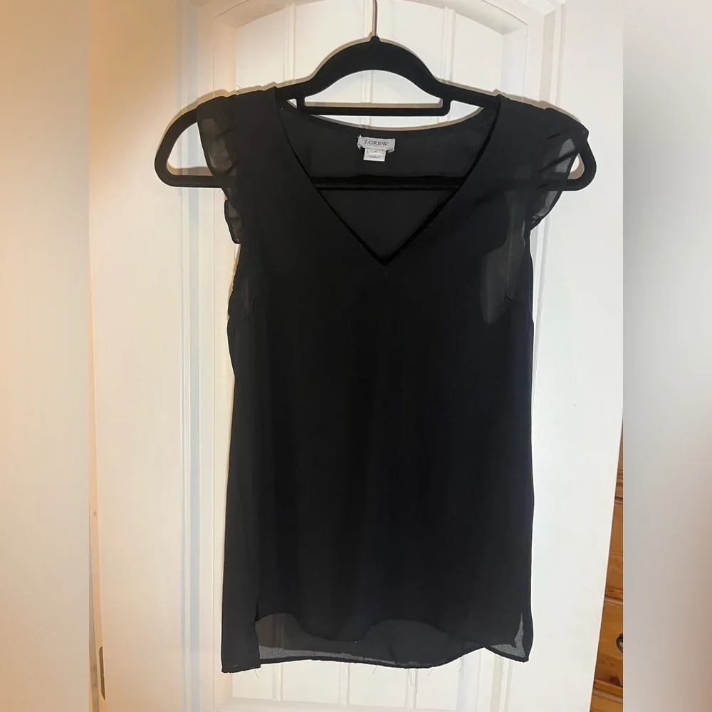 J.Crew Sheer Ruffle Sleeve Blouse Size: 0